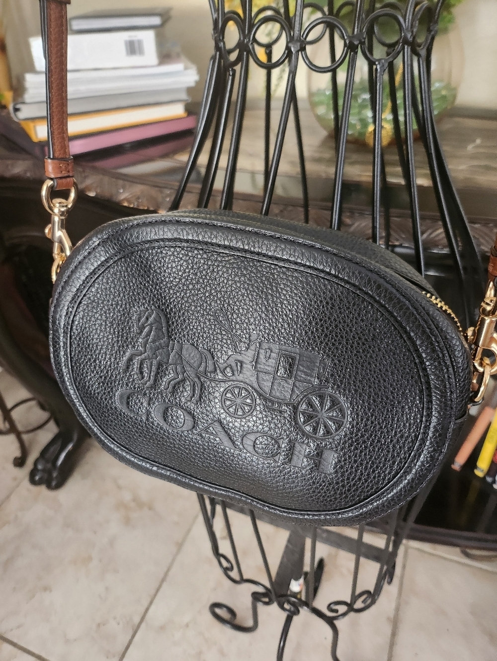 Coach leather crossbody camera bag